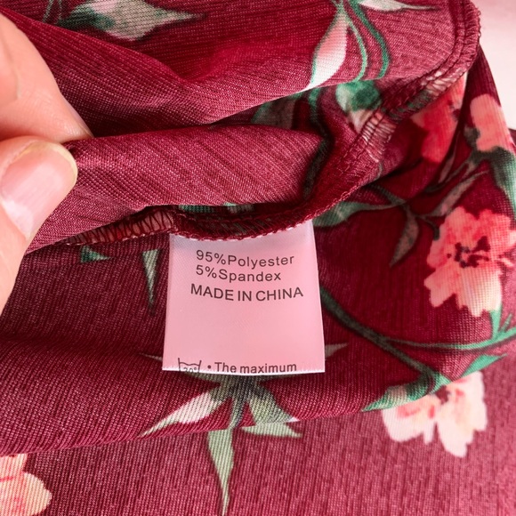 Maroon floral butterfly sleeve shirt XXL - Picture 5 of 8